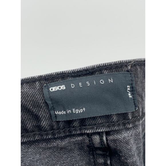 ASOS DESIGN Women’s Black Denim Straight-Leg Relaxed-Fit Cargo Jeans SZ 25 - Picture 9 of 10